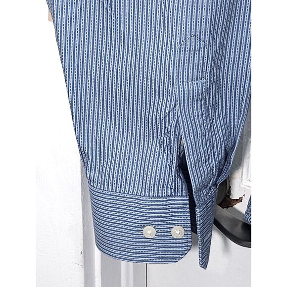 Johnston & Murphy XXL Blue Striped Mens Dress Shirt - Picture 10 of 11